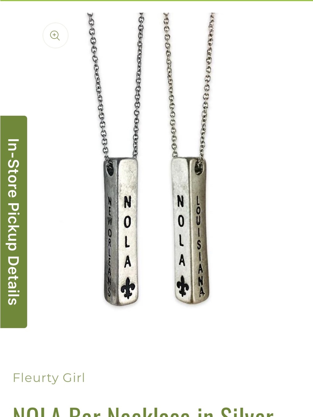 NOLA Bar Necklace in Silver - NWT